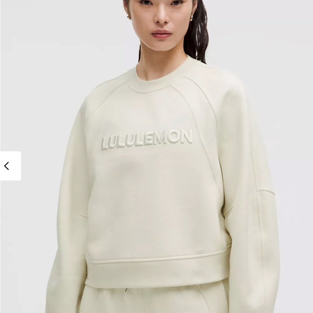 NWOT lululemon Scuba Oversized Pullover Wordmark Sweatshirt (Bone) Size XL/XXL